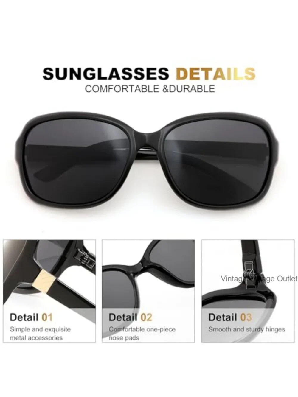 Vintage Square Polarized Sunglasses UV400 Protection Retro Wraparound Shades